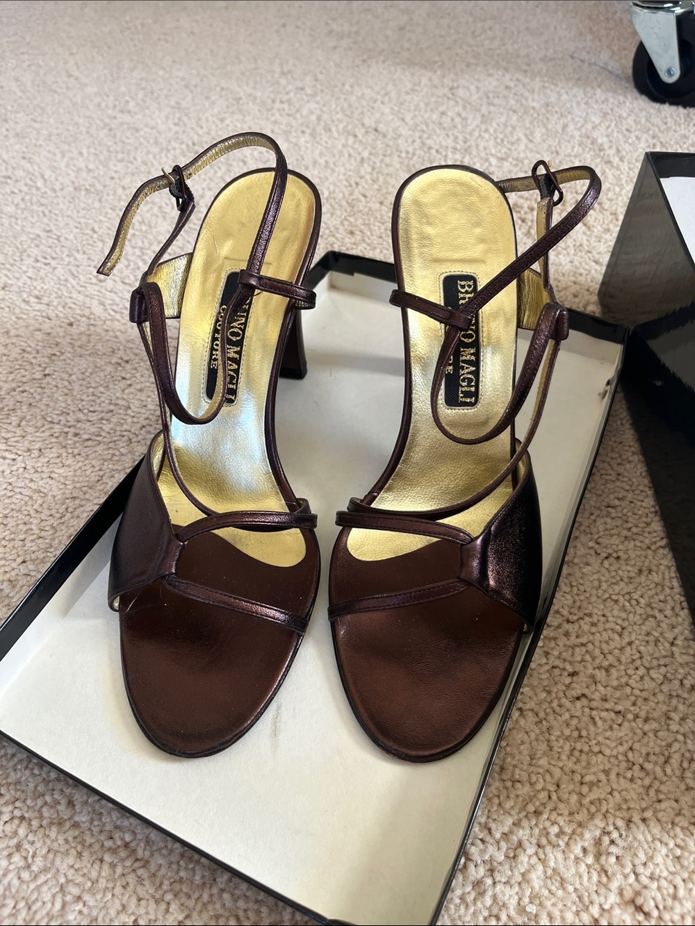 Bruno Magli Metallic Brown Strappy Sandals